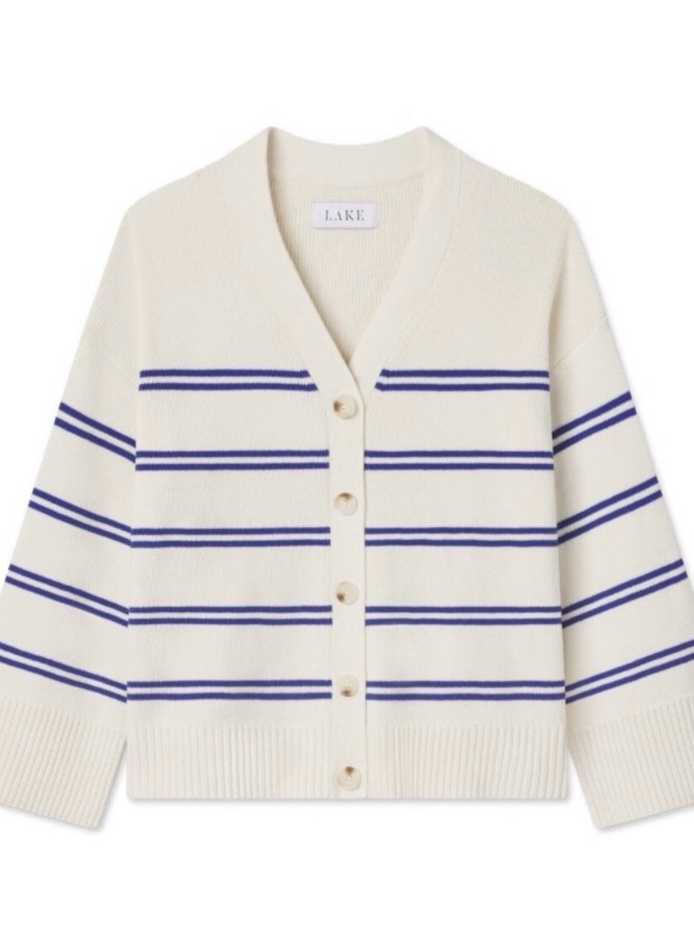 NWOT LAKE Nora Cardigan in Ivory Caspian Stripe
